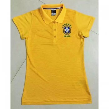 Brazil National Team 2016 Yellow Women's Soccer POLO Shirt [F563]