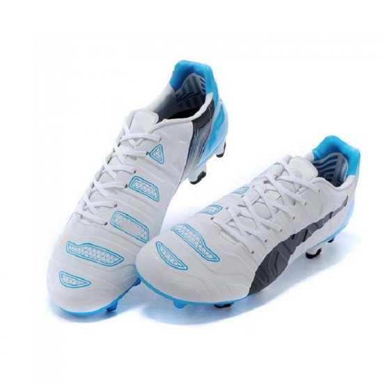 Football Boots White-Blue evoPOWER 1.2 FG Shoes Cleats - Click Image to Close