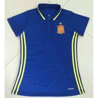 Spain National Team 2016 Euro Blue Women's Soccer POLO Shirt