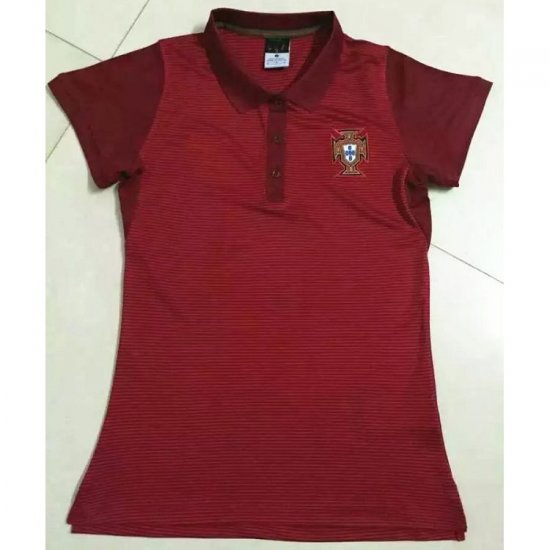 Portugal National Team 2016 Euro Red Women's Soccer POLO Shirt - Click Image to Close