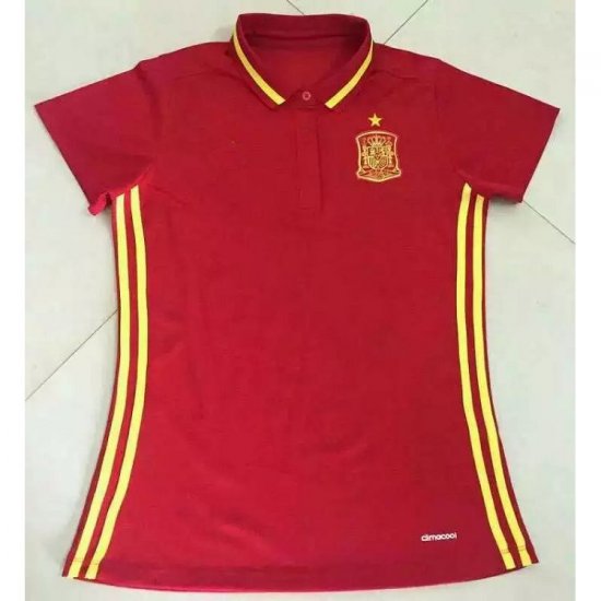 Spain National Team 2016 Euro Red Women's Soccer POLO Shirt - Click Image to Close